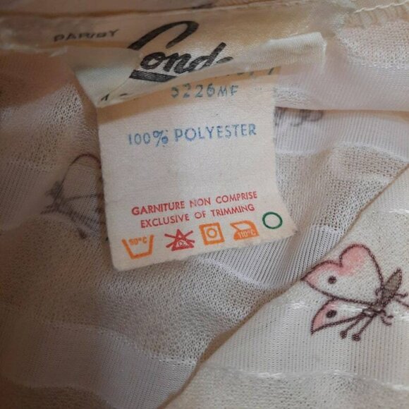 Vintage 70s Pleated Floral Butterfly Dress Cream Semi Sheer Long sleeve size M - Picture 12 of 12